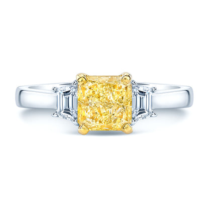 Prong Set Gia Certified Fancy Light Yellow Diamond Engagement Ring In Platinum