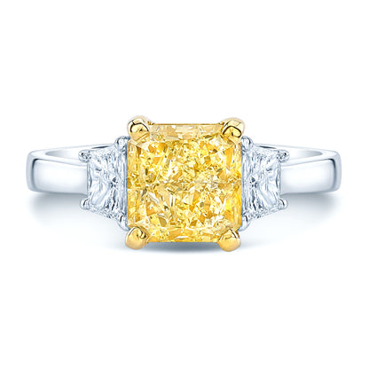 Prong Set Gia Certified Fancy Light Yellow Diamond Engagement Ring In Platinum