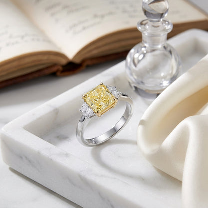 Prong Set Gia Certified Fancy Light Yellow Diamond Engagement Ring In Platinum — atelier still life