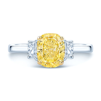 Prong Set Gia Certified Fancy Yellow Diamond Engagement Ring In Platinum
