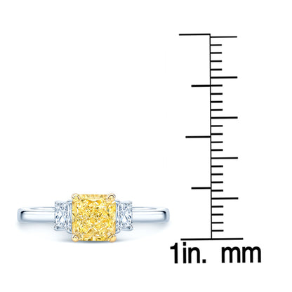 Prong Set Gia Certified Fancy Yellow Diamond Engagement Ring In Platinum