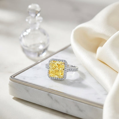 Prong Set Gia Certified Fancy Light Yellow Diamond Engagement Ring In Platinum — atelier still life