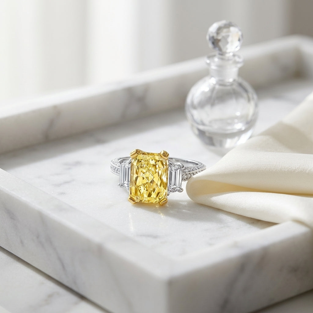Prong Set Fancy Light Yellow Diamond Engagement Ring In Platinum — atelier still life