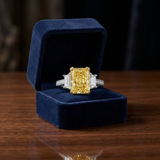 Prong Set Fancy Light Yellow Diamond Engagement Ring In Platinum — gift presentation