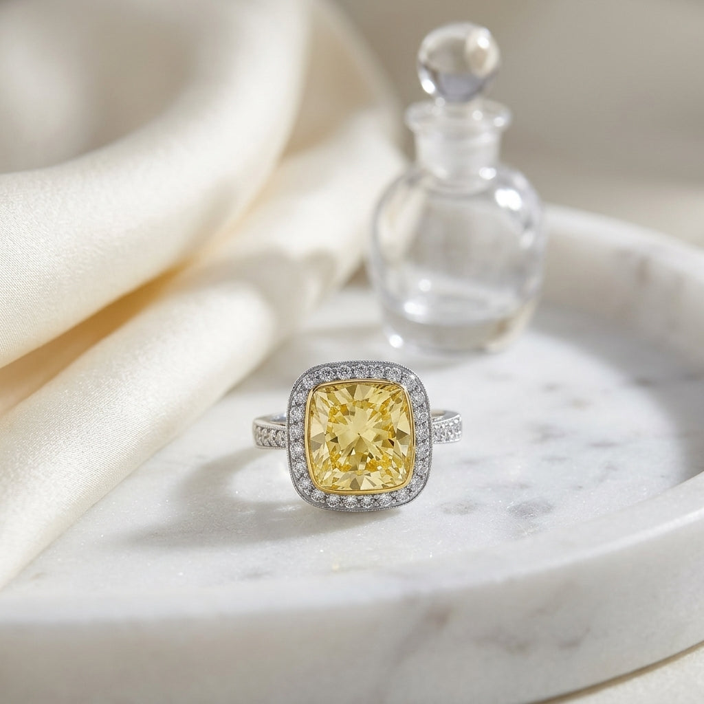 Prong Set Fancy Very Light Yellow Diamond Engagement Ring In Platinum — atelier still life