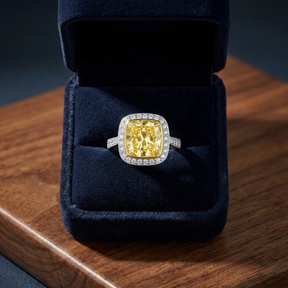 Prong Set Fancy Very Light Yellow Diamond Engagement Ring In Platinum — gift presentation
