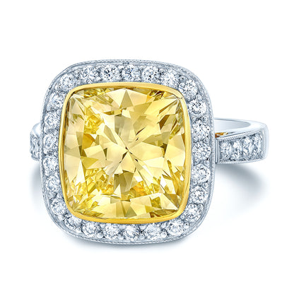 Prong Set Fancy Very Light Yellow Diamond Engagement Ring In Platinum
