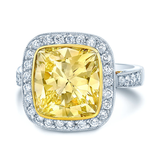 Prong Set Fancy Very Light Yellow Diamond Engagement Ring In Platinum