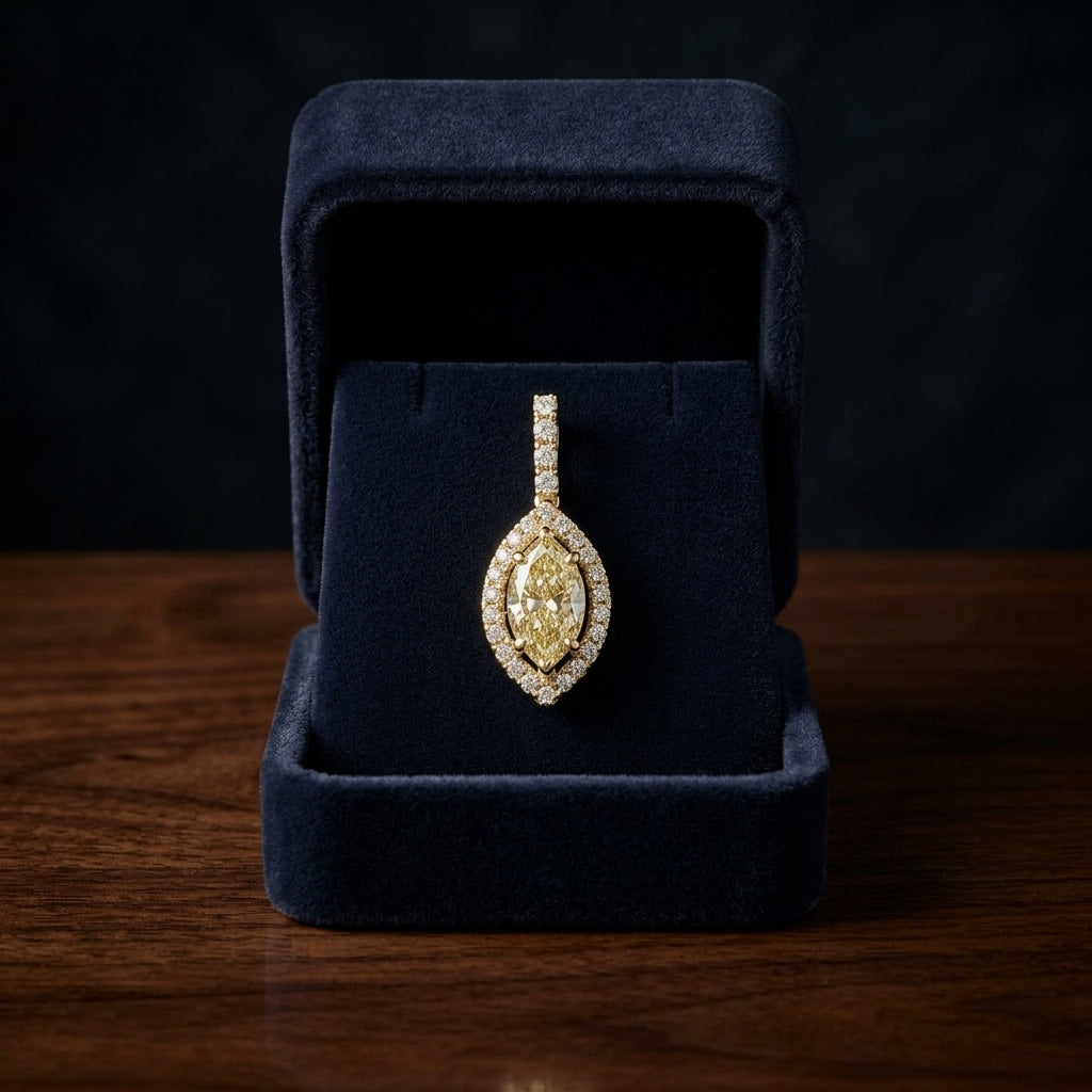 Marquise Cluster Pendant In 14k White Gold — gift presentation