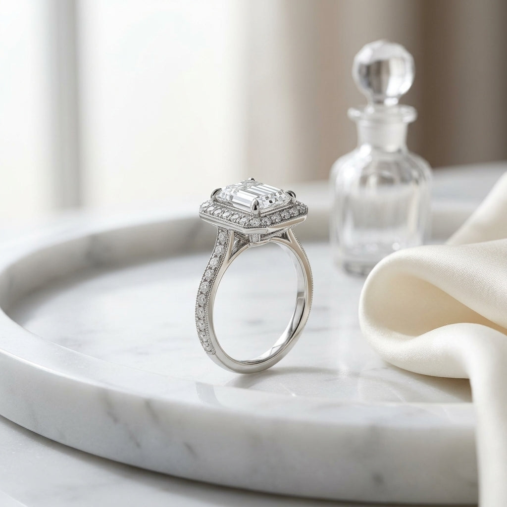 Diamond Emerald Cut Engagement Ring In Platinum (1.0 Ctw) — atelier still life