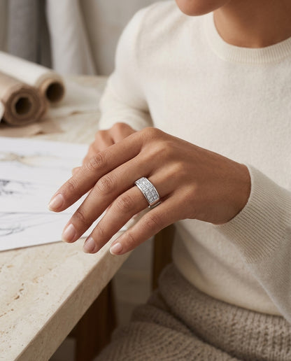 Diamond Invisible Princess & Baguette Ring in Platinum - lifestyle