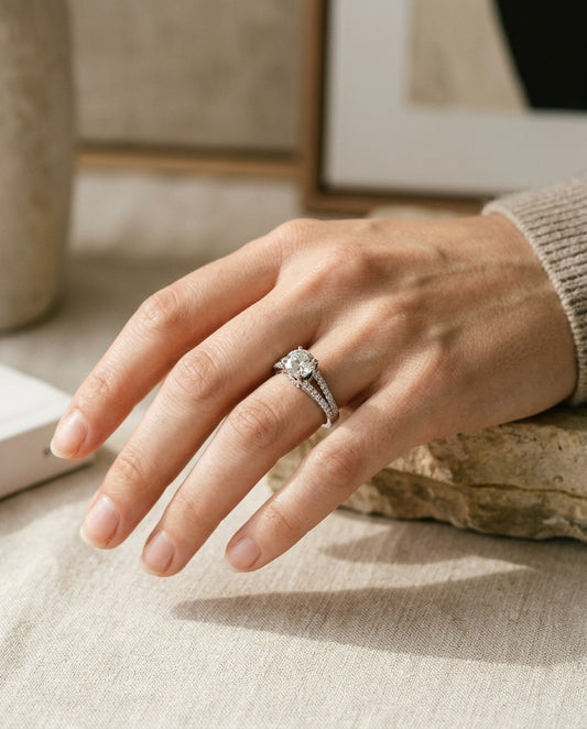 Engagement Semi-mount Ring In Platinum (3/8 Ct. Tw.) — portrait close