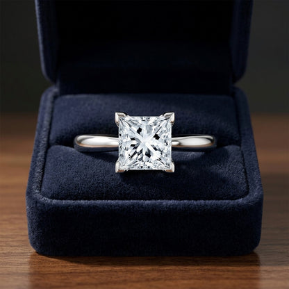 Cubic Zirconia Princess Cut Solitaire In Platinum — gift presentation