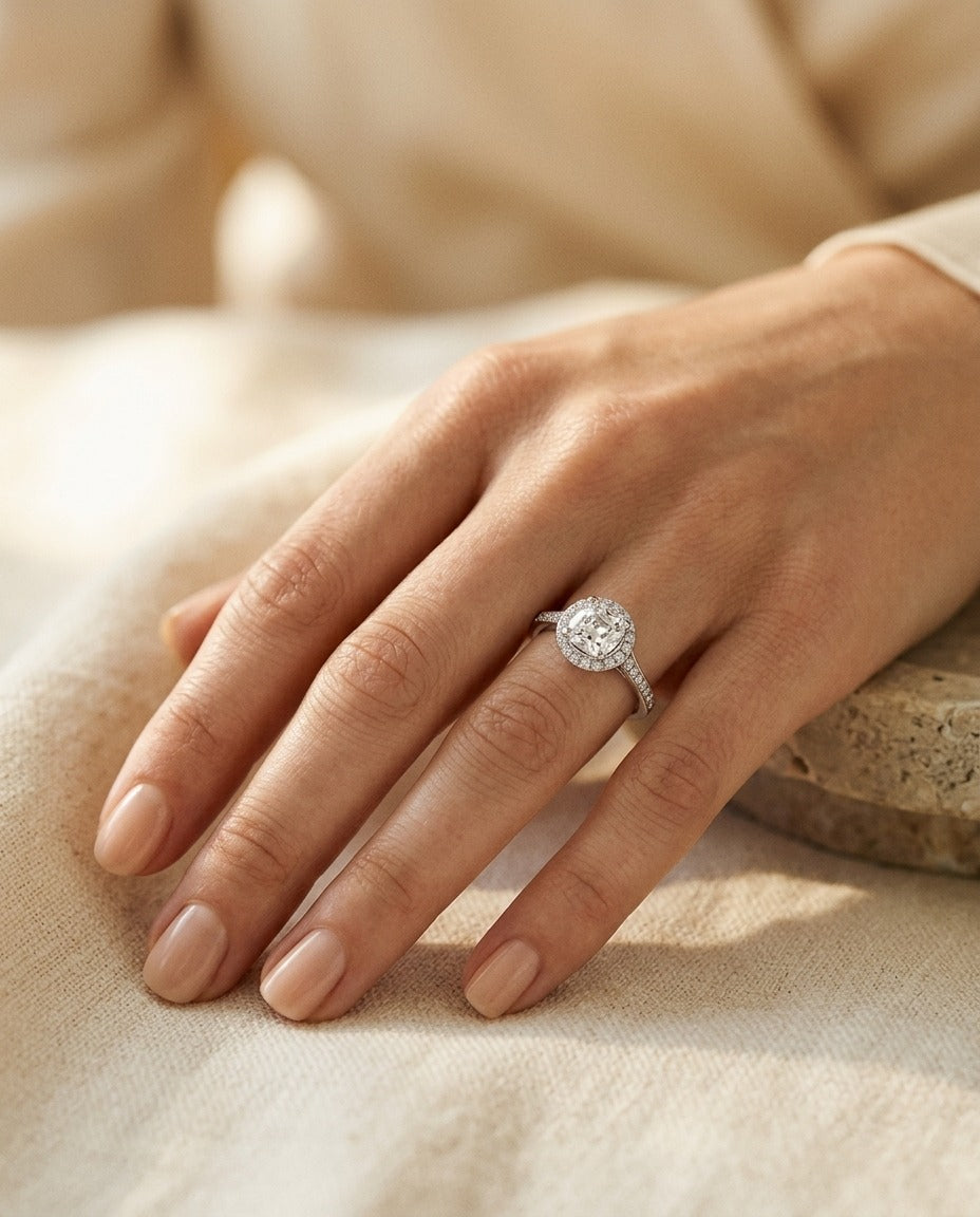Diamond Engagement Semi Mount Ring 3/4 Ctw 4 Prong Head with Cz Center in Platinum (1/3 Ct.tw.) — portrait close