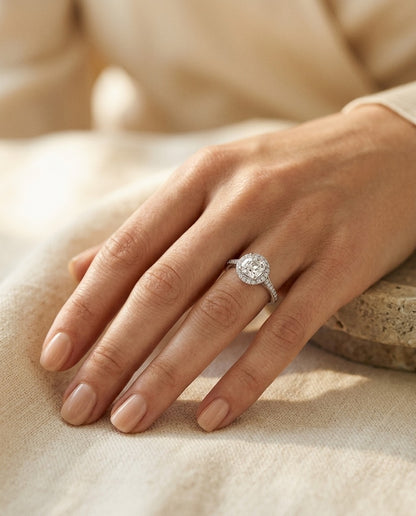 Diamond Engagement Semi Mount Ring 3/4 Ctw 4 Prong Head with Cz Center in Platinum (1/3 Ct.tw.) — portrait close