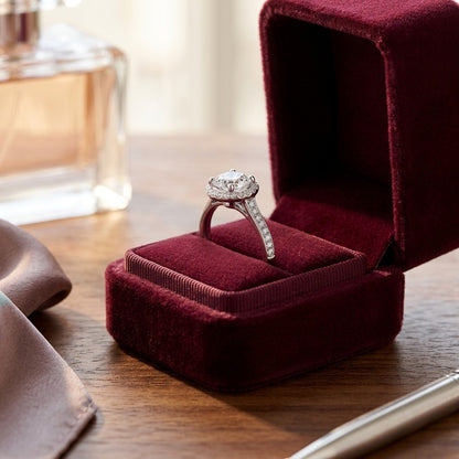 Diamond Engagement Semi Mount Ring 3/4 Ctw 4 Prong Head with Cz Center in Platinum (1/3 Ct.tw.) — velvet box