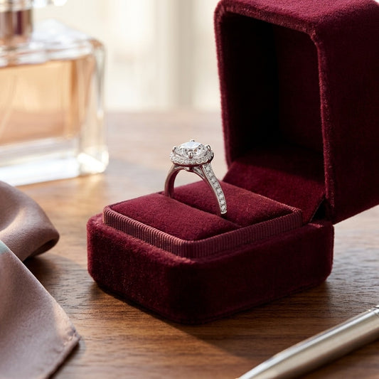 Diamond Engagement Semi Mount Ring 3/4 Ctw 4 Prong Head with Cz Center in Platinum (1/3 Ct.tw.) — velvet box