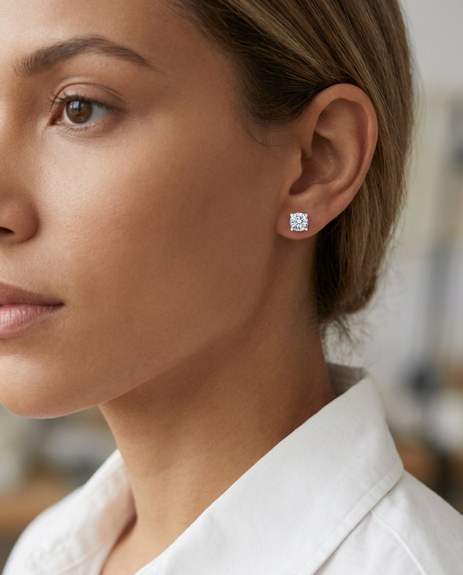 Platinum & Diamond Earring — editorial close-up