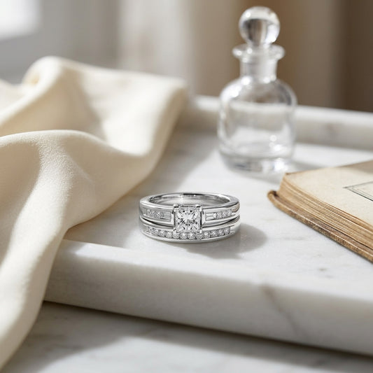Diamond Princess/baguette/round Wedding Set In Platinum 950 — atelier still life