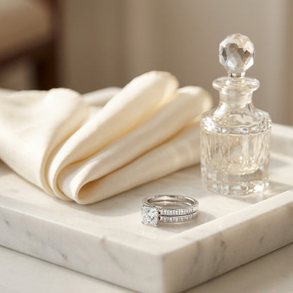 Diamond Princess Wedding Set Semi-Mounting in Platinum 1.00ct Princess Cut Head with 0.45ctw Size 7 — marble silk