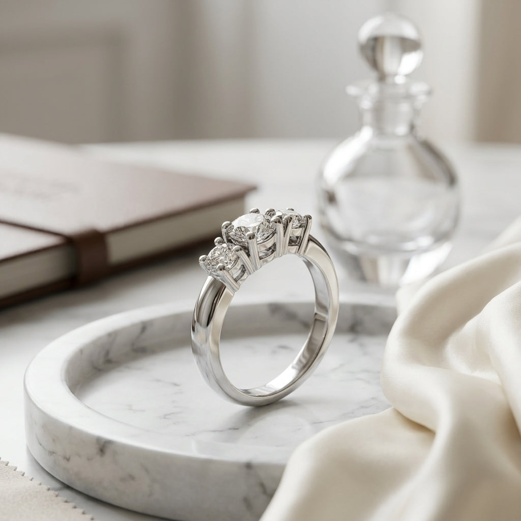 3 Round Brilliant Diamonds In Platinum  Engagement Ring — atelier still life