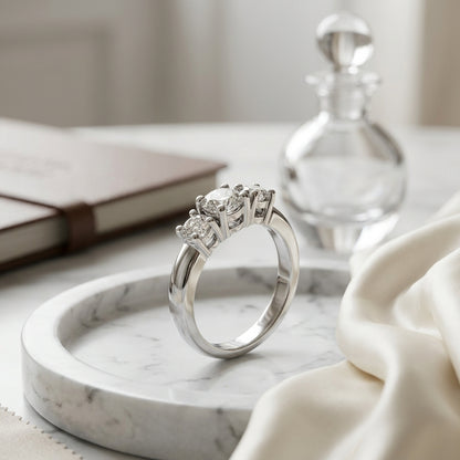 3 Round Brilliant Diamonds In Platinum  Engagement Ring — atelier still life