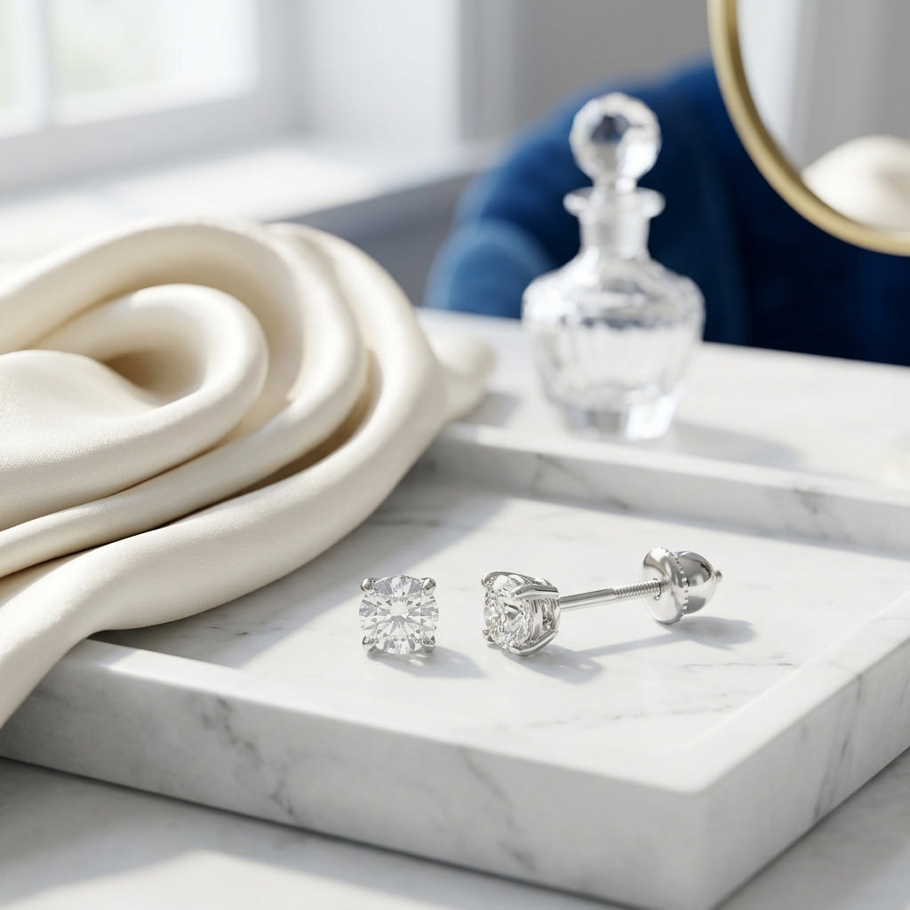 Platinum & Diamond 1/2ctw Earrings — atelier still life