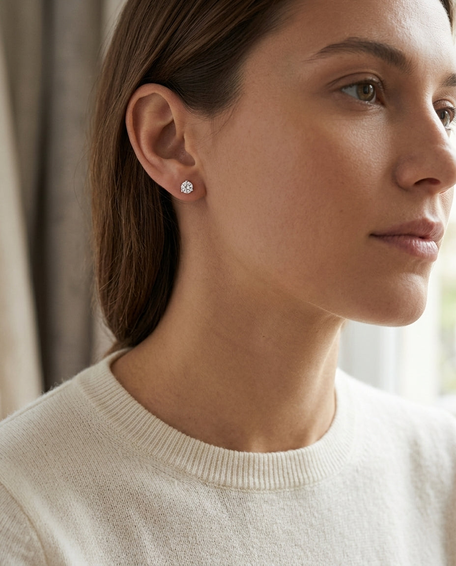 Platinum & Diamond 1/2ctw Earrings — editorial close-up