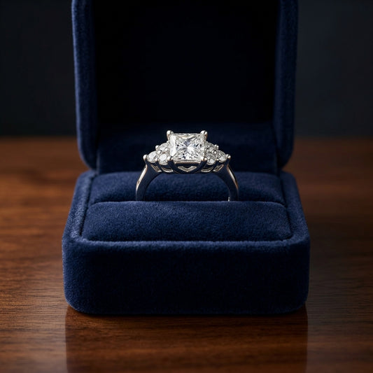 Diamond Accent Princess Cut Engagement Ring In Platinum (semi Mount) — gift presentation