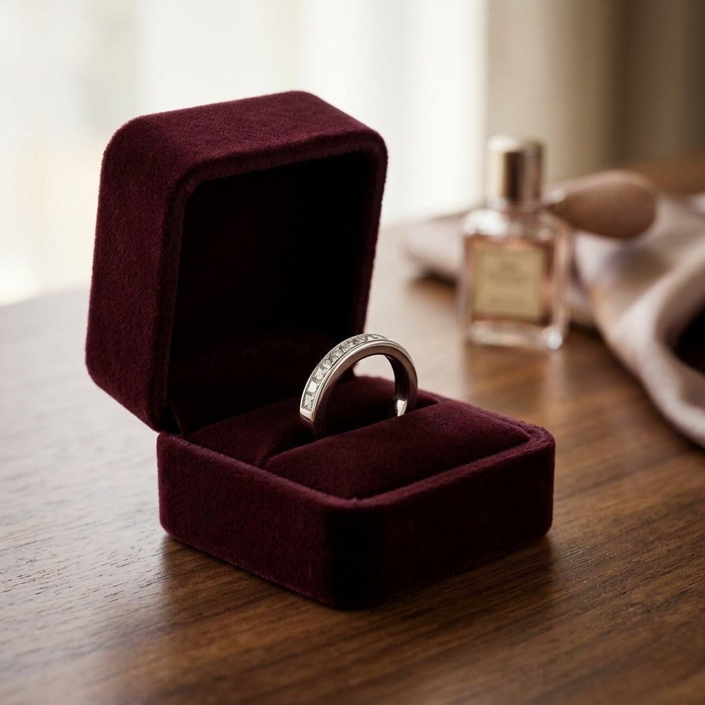 Channel Set Princess Cut Diamond Ring in Platinum (1/2 Ct. Tw.) — velvet box