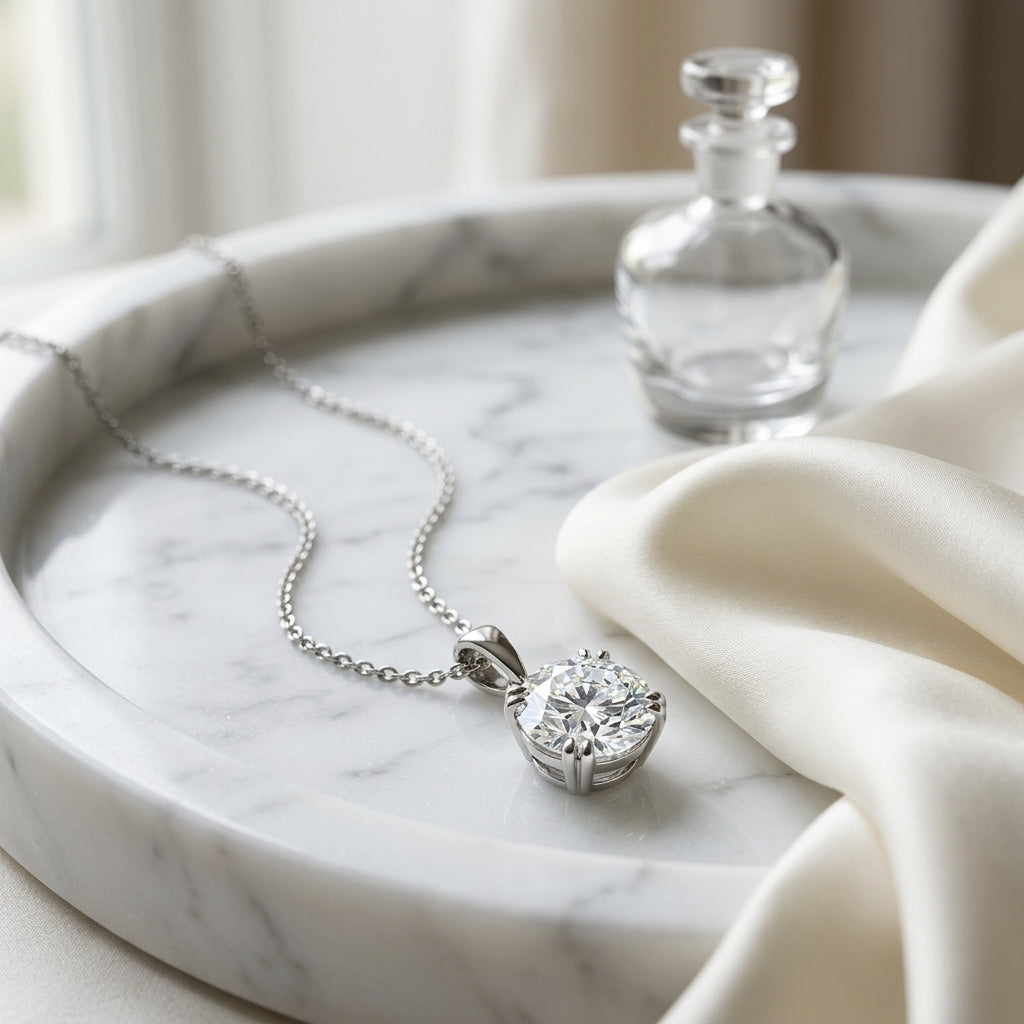 Diamond Round Solitaire Pendant (1ct) In Platinum, 16 Inch, Gia+igi-certified — atelier still life