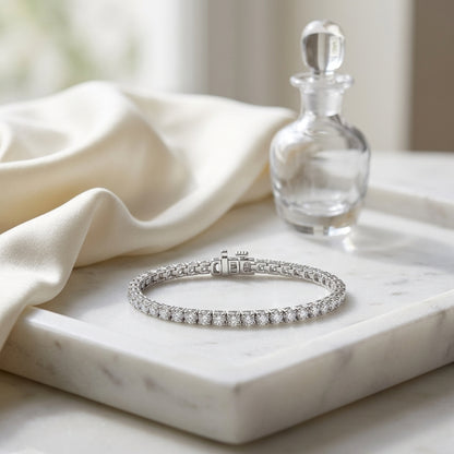 Diamond 4-Prong Tennis Bracelet in Platinum - editorial hero