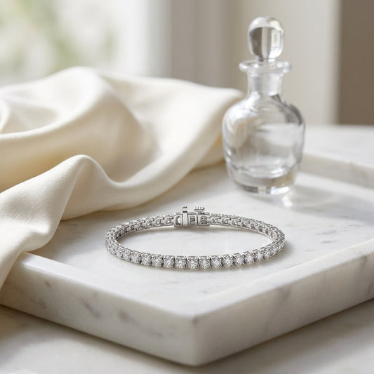 Diamond 4-Prong Tennis Bracelet in Platinum - editorial hero