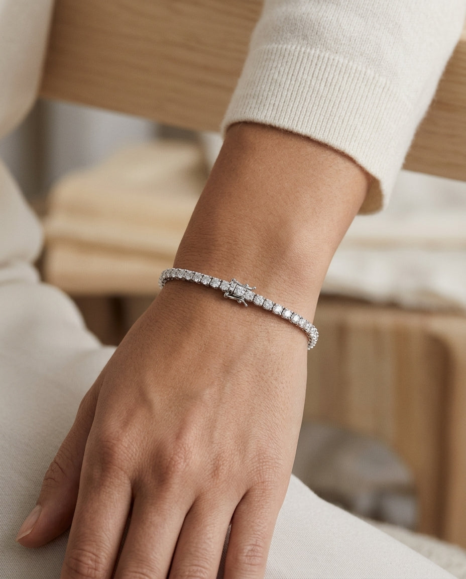 Diamond 4-Prong Tennis Bracelet in Platinum - lifestyle