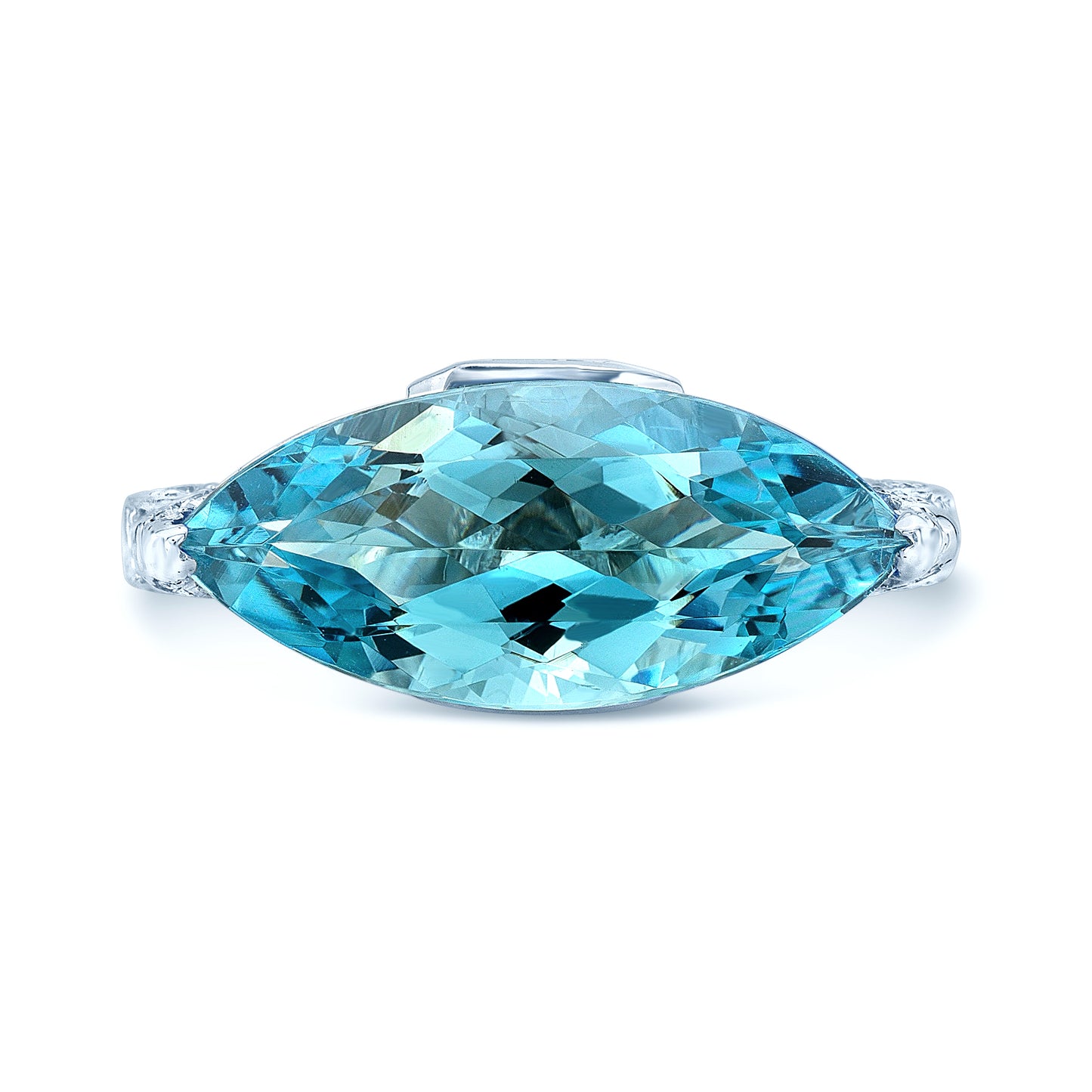 Aquamarine And Diamond Marquise Ring In Platinum