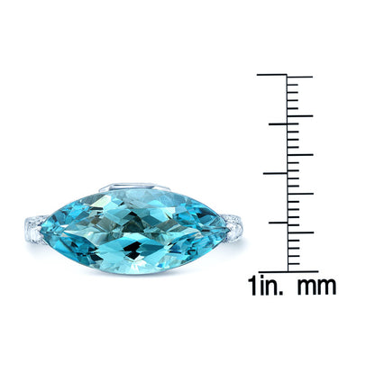 Aquamarine And Diamond Marquise Ring In Platinum