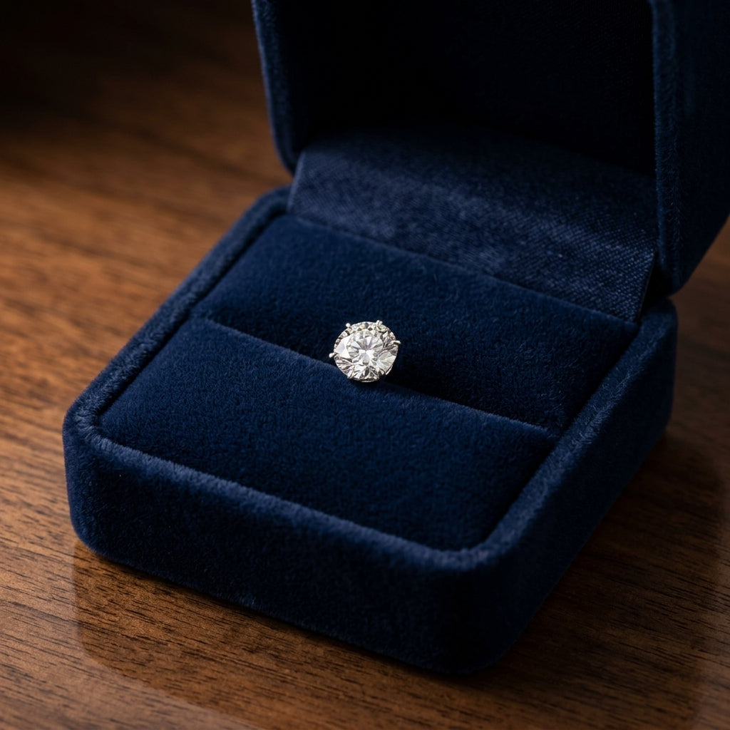 Platinum 3-prong Round Brilliant Diamond Stud Earrings (0.75 Ct. T.w., Si1-si2 Clarity, H-i Color) — gift presentation