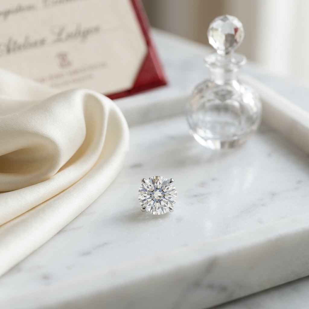 Platinum 3-prong Round Brilliant Diamond Stud Earrings (0.75 Ct. T.w., Si1-si2 Clarity, J-k Color) — atelier still life