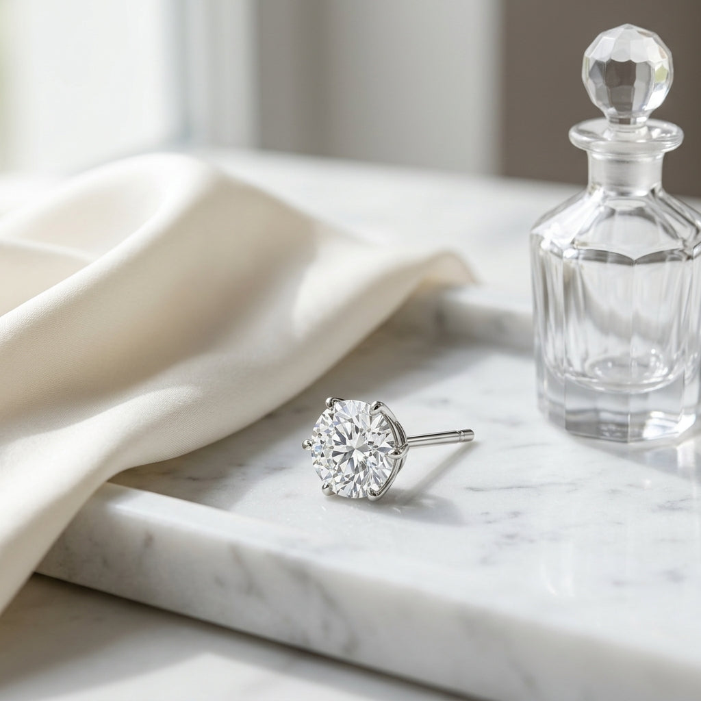 Platinum 3-prong Round Brilliant Diamond Stud Earrings (1.06 Ct. T.w., Vs1-vs2 Clarity, H-i Color) — atelier still life