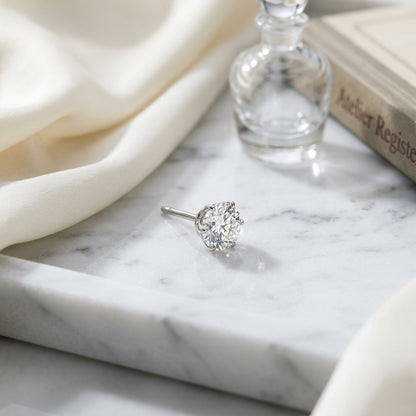 Platinum 3-prong Round Brilliant Diamond Stud Earrings (1 Ct. T.w., Si1-si2 Clarity, J-k Color) — atelier still life