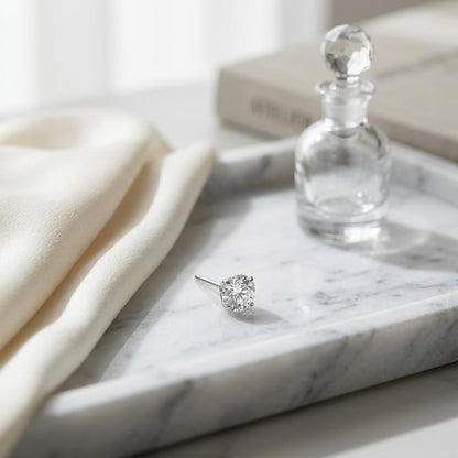 Platinum 3-prong Round Brilliant Diamond Stud Earrings (1.48 Ct. T.w., Vs1-vs2 Clarity, H-i Color) — atelier still life