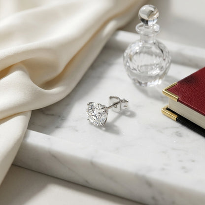 Platinum 3-prong Round Brilliant Diamond Stud Earrings (2.09 Ct. T.w., Si1-si2 Clarity, H-i Color) — atelier still life
