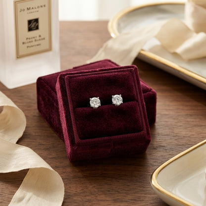 Platinum 4-Prong Round Brilliant Diamond Stud Earrings (0.75 Ct. T.w., Vs1-Vs2 Clarity, H-I Color) — velvet box