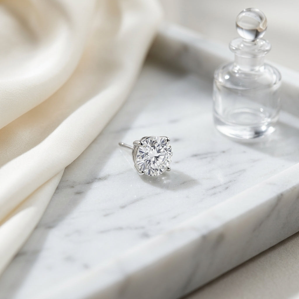 Platinum 4-prong Round Brilliant Diamond Stud Earrings (1 Ct. T.w., Si1-si2 Clarity, J-k Color) — atelier still life