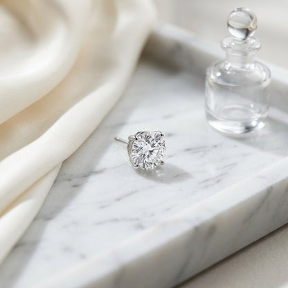 Platinum 4-prong Round Brilliant Diamond Stud Earrings (1 Ct. T.w., Si1-si2 Clarity, J-k Color) — atelier still life