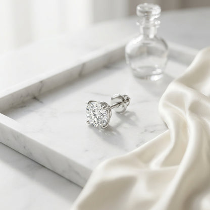 Platinum 4-prong Round Brilliant Diamond Stud Earrings (2.09 Ct. T.w., Vs1-vs2 Clarity, H-i Color) — atelier still life