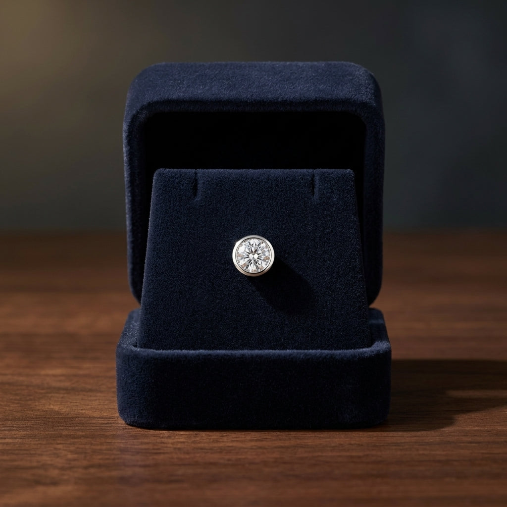 Platinum Bezel Set Round Brilliant Diamond Stud Earrings (0.75 Ct. T.w., Vs1-vs2 Clarity, F-g Color) — gift presentation