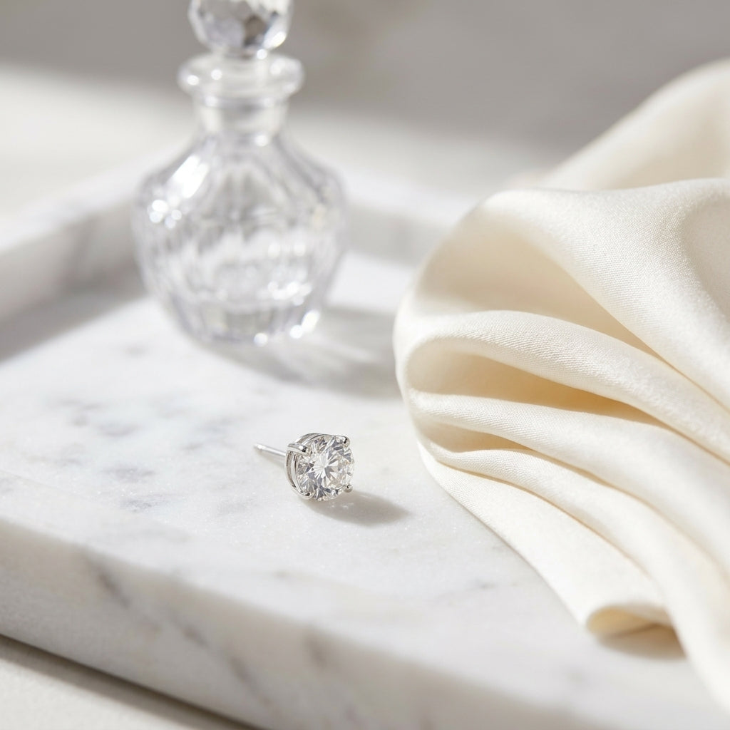 Platinum Bezel Set Round Brilliant Diamond Stud Earrings (1 Ct. T.w., Si1-si2 Clarity, J-k Color) — atelier still life