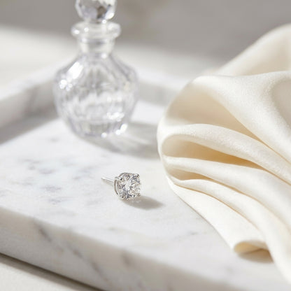 Platinum Bezel Set Round Brilliant Diamond Stud Earrings (1 Ct. T.w., Si1-si2 Clarity, J-k Color) — atelier still life