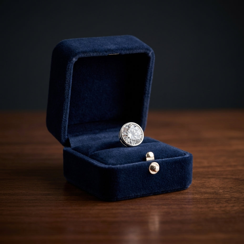 Platinum Bezel Set Round Brilliant Diamond Stud Earrings (1.47 Ct. T.w., Si1-si2 Clarity, H-i Color) — gift presentation